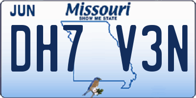MO license plate DH7V3N