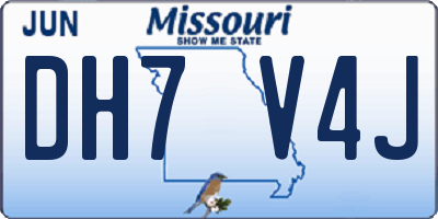 MO license plate DH7V4J