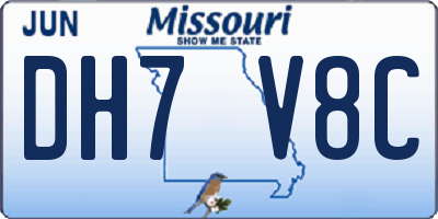 MO license plate DH7V8C