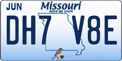 MO license plate DH7V8E