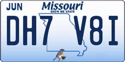 MO license plate DH7V8I