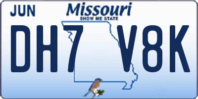 MO license plate DH7V8K