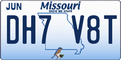 MO license plate DH7V8T