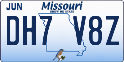 MO license plate DH7V8Z