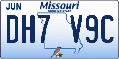 MO license plate DH7V9C