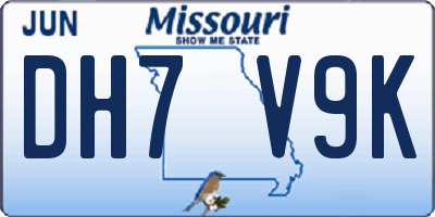 MO license plate DH7V9K