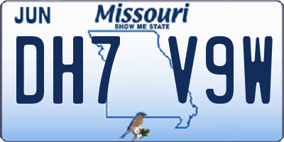 MO license plate DH7V9W