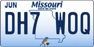 MO license plate DH7W0Q