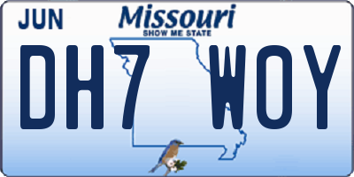 MO license plate DH7W0Y