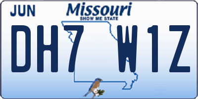 MO license plate DH7W1Z