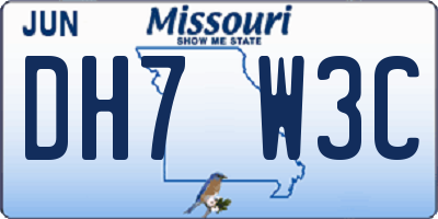 MO license plate DH7W3C