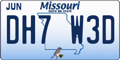 MO license plate DH7W3D