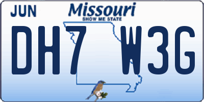 MO license plate DH7W3G