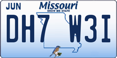 MO license plate DH7W3I