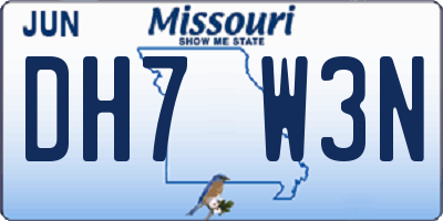 MO license plate DH7W3N