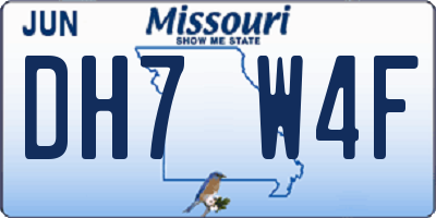 MO license plate DH7W4F