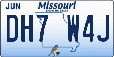 MO license plate DH7W4J