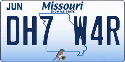 MO license plate DH7W4R