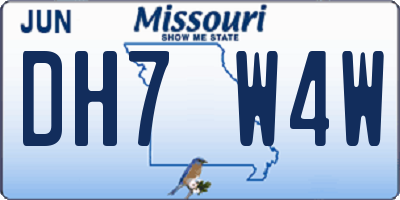 MO license plate DH7W4W
