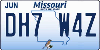 MO license plate DH7W4Z