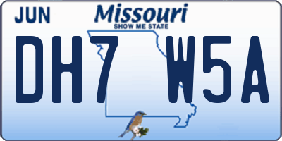 MO license plate DH7W5A