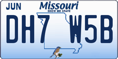 MO license plate DH7W5B