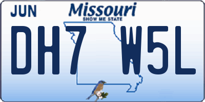 MO license plate DH7W5L