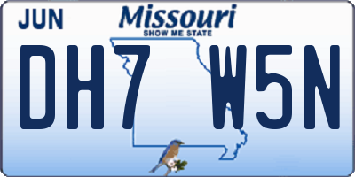 MO license plate DH7W5N