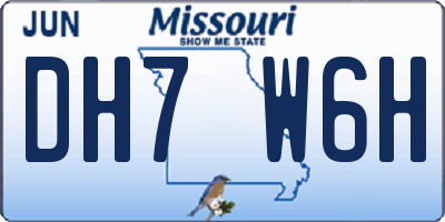 MO license plate DH7W6H