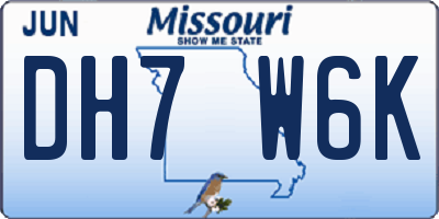 MO license plate DH7W6K