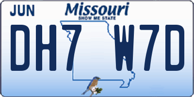 MO license plate DH7W7D