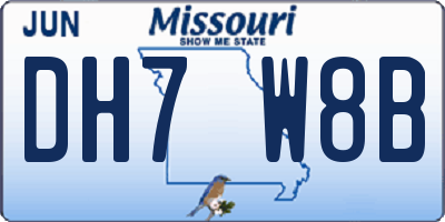 MO license plate DH7W8B
