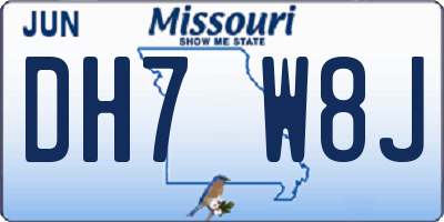 MO license plate DH7W8J