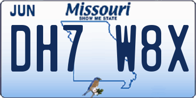 MO license plate DH7W8X
