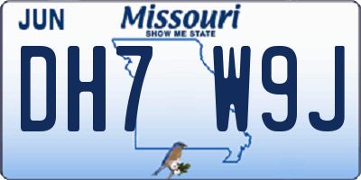 MO license plate DH7W9J