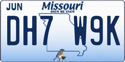 MO license plate DH7W9K