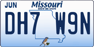 MO license plate DH7W9N