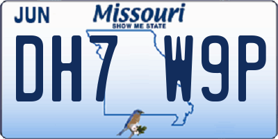 MO license plate DH7W9P