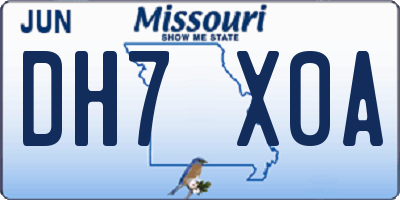 MO license plate DH7X0A