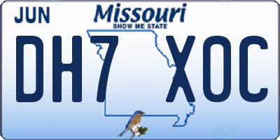 MO license plate DH7X0C