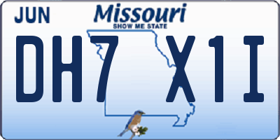 MO license plate DH7X1I