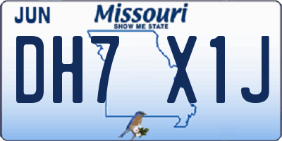 MO license plate DH7X1J