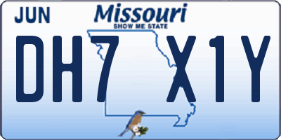 MO license plate DH7X1Y