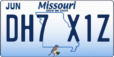 MO license plate DH7X1Z