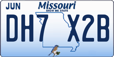 MO license plate DH7X2B