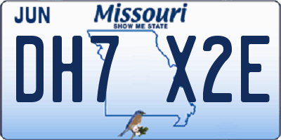 MO license plate DH7X2E