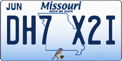 MO license plate DH7X2I