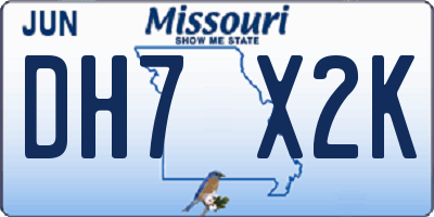 MO license plate DH7X2K