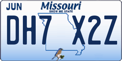 MO license plate DH7X2Z