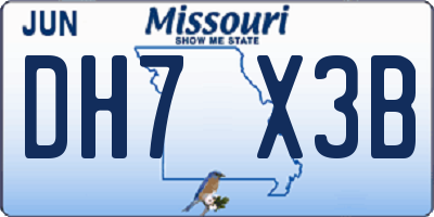 MO license plate DH7X3B